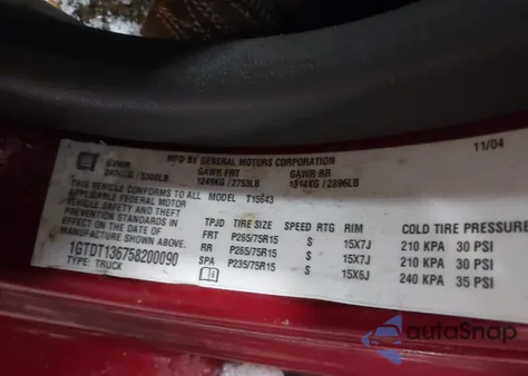 2005 GMC Canyon Sle from USA, damaged, VIN 1GTDT136758200090